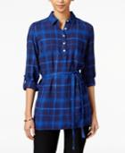 Tommy Hilfiger Selena Belted Plaid Shirt, Only At Macy's