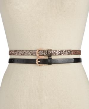 Inc International Concepts Glitter 2 For 1 Skinny Belts, Only At Macy's
