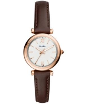 Fossil Women's Mini Carlie Brown Leather Strap Watch 28mm
