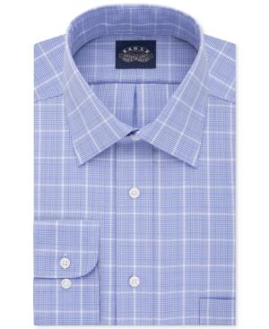 Eagle Men's Classic-fit Non-iron Stretch Collar Blue Frost Check Dress Shirt