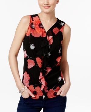 Inc International Concepts Ruffled Floral-print Shell, Only At Macy's