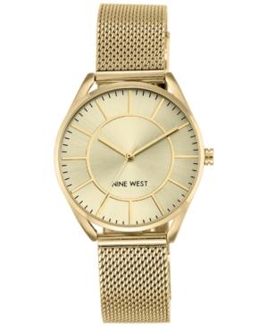Nine West Women's Gold-tone Stainless Steel Mesh Bracelet Watch 34mm Nw-1922chgb