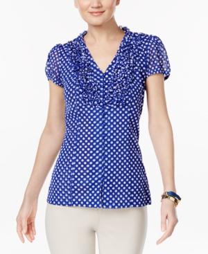 Inc International Concepts Ruffled Polka-dot Blouse, Created For Macy's