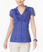 Inc International Concepts Ruffled Polka-dot Blouse, Created For Macy's