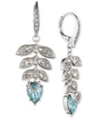 Jenny Packham Silver-tone Crystal & Stone Leaf Drop Earrings