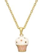 Lily Nily Children's 18k Gold Over Sterling Silver Necklace, Enamel Cupcake Pendant