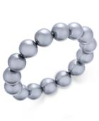 Charter Club Silver-tone Gray Imitation Pearl Stretch Bracelet, Created For Macy's
