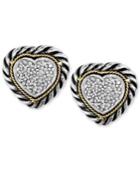 Balissima By Effy Diamond Cable Heart Stud Earrings (1/5 Ct. T.w.) In Sterling Silver And 18k Gold