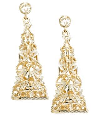 14k Gold Earrings, Diamond-cut Moroccan Drop Earrings