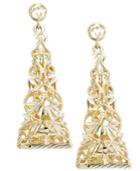 14k Gold Earrings, Diamond-cut Moroccan Drop Earrings