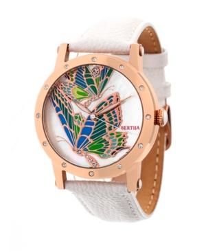 Bertha Quartz Isabella Collection Rose Gold And White Leather Watch 38mm