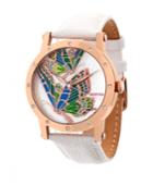 Bertha Quartz Isabella Collection Rose Gold And White Leather Watch 38mm
