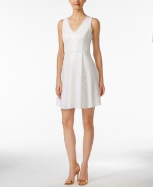 Calvin Klein Sequined Sleeveless Fit & Flare Dress