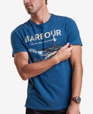 Barbour Men's Tetra Dark Blue Logo-print T-shirt