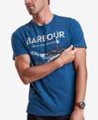 Barbour Men's Tetra Dark Blue Logo-print T-shirt