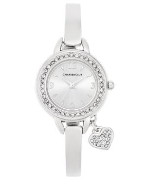 Charter Club Women's Heart Charm Silver-tone Bangle Bracelet Watch 26mm, Only At Macy's