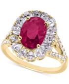 Rare Featuring Gemfields Certified Ruby (1-3/4 Ct. T.w.) And Diamond (1-1/5 Ct. T.w.) Ring In 14k Gold