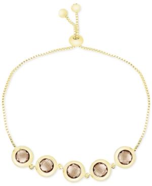 Victoria Townsend Smokey Quartz Bezel-set Adjustable Bracelet (6 Ct. T.w.) In 18k Gold-plated Sterling Silver