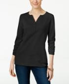 Karen Scott Long-sleeve Henley Top, Only At Macy's