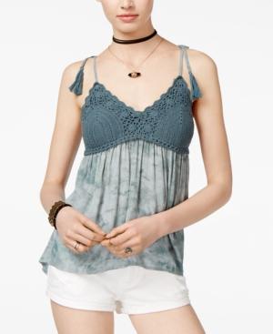 American Rag Juniors' Printed Crochet-trim Swing Tank Top, Only At Macy's