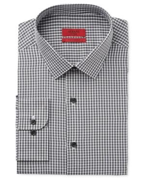 Alfani Red Men's Fitted Charcoal Mini Check Dress Shirt, Only At Macy's