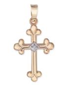Diamond Accent Fleur-de-lis Cross Pendant In 14k Gold