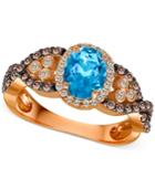 Le Vian Blue Topaz (1 Ct. T./w.) And Diamond (2/3 Ct. T.w.) Ring In 14k Rose Gold