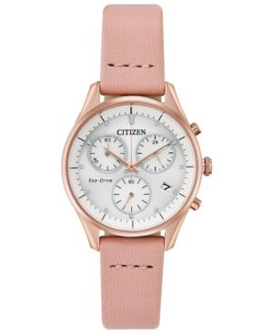 Citizen Eco-drive Women's Chandler Blush Leather Strap Watch 32mm