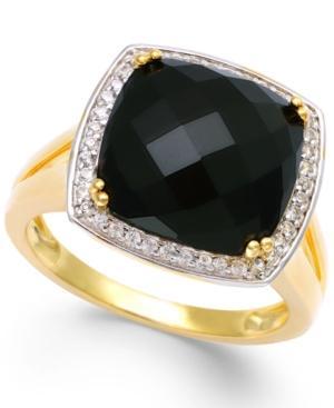 Faceted Onyx (4-1/2 Ct. T.w.) And Diamond (1/5 Ct. T.w.) Ring In 14k Gold