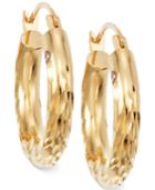 Signature Gold Diamond Cut Small Hoop Earrings In 14k Gold Over Resin