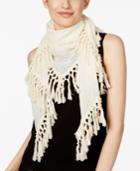 Steve Madden Embroidered Triangle Tassel Scarf