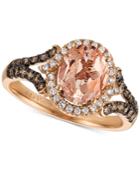 Le Vian Chocolatier Peach Moranite (1-1/3 Ct. T.w.) & Diamond (3/8 Ct. T.w.) Ring In 14k Rose Gold