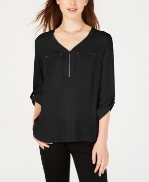 Bcx Juniors' Zippered Roll-tab Top