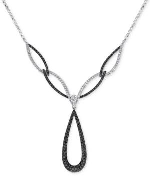 Caviar By Effy Black And White Diamond Teardrop Necklace (1 3/8 Ct. T.w.) In 14k White Gold