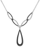 Caviar By Effy Black And White Diamond Teardrop Necklace (1 3/8 Ct. T.w.) In 14k White Gold