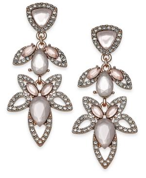 I.n.c. Rose Gold-tone Pave & Pink Stone Openwork Drop Earrings, Created For Macy's