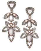 I.n.c. Rose Gold-tone Pave & Pink Stone Openwork Drop Earrings, Created For Macy's
