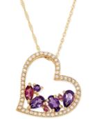 Multi-gemstone Heart Pendant Necklace (1 Ct. T.w.) In 14k Gold