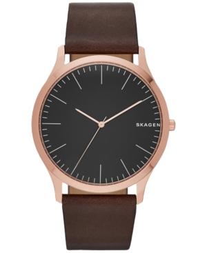Skagen Men's Dark Brown Leather Strap Watch 41mm Skw6330