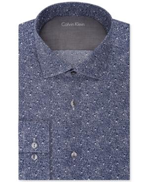 Calvin Klein X Men's Extra-slim Fit Navy Print Dress Shirt