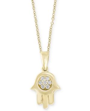 D'oro By Effy Diamond Accent Hamsa Hand 18 Pendant Necklace In 14k Gold