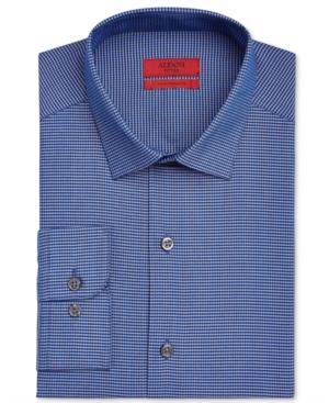 Alfani Red Men's Fitted Blue Black Mini Gingham Dress Shirt, Only At Macy's