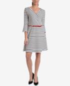 Ny Collection Striped Faux-wrap Dress