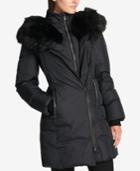 Dkny Faux-fur-trim Asymmetrical Puffer Coat, Created For Macy's