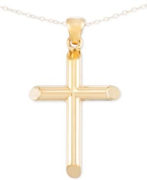 Signature Gold Cross Pendant Necklace In 14k Gold Over Resin Core, Only At Macy's