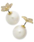 Kate Spade New York Gold-tone Pave Bloom & Imitation Pearl Front-and-back Earrings