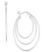 Essentials Medium Silver Plated Triple Hoop Earrings