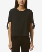Avec Les Filles Cotton Tie-sleeve Cropped T-shirt