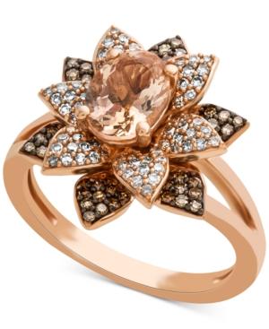 Morganite (1 Ct. T.w.) & Diamond (1/2 Ct. T.w.) Blossoming Flower Ring In 14k Rose Gold