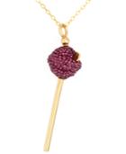 Sis By Simone I Smith 18k Gold Over Sterling Silver Necklace, Purple Crystal Mini Lollipop Pendant